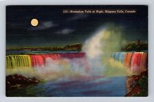 Niagara Falls ON-Ontario Canada, Horseshoe Falls At Night, Vintage Postcard picture