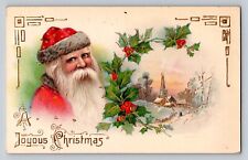c1910 Santa Claus Village Church Joyous Christmas P782 Gel Card picture