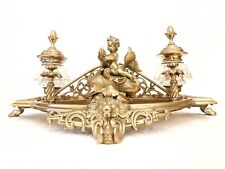 ANTIQUE SUBLIME FRENCH BRONZE FIGURAL NEPTUNO MYTHOLOGICAL INKSTAND INKWELL picture