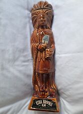 Vintage 1968 Ezra Brooks Pottery Indian Chief Whiskey Bottle Decanter, 16” High picture