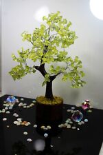 Natural Peridot Crystal Money Tree Bonsai Healing Reiki Stone Decoret tree R1 picture