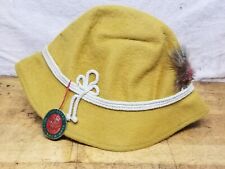Vintage German Hat Bavaria Alpine Original SALZBURGER-HUTE Yellow with Feather picture