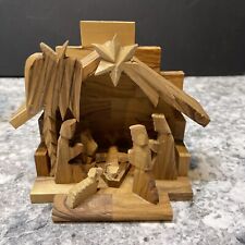 Authentic Olive Wood SMALL NATIVITY SET Christmas Zytoon Manger Wooden picture