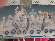 Vintage Christmas Train 3 Piece Set With Original Box Resin Ceramic 10
