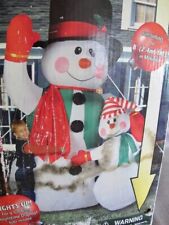 GEMMY 8 FT. INFLATABLE LIGHTED SNOWMEN OUTDOOR FIGURE- NEW IN BOX picture