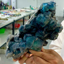 4.6LB Rare transparent BLUE cubic fluorite mineral crystal sample/China picture