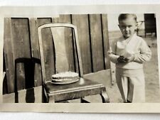 Forlorn Child With Very Sad Looking Cake - vintage photography picture