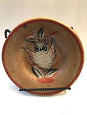 Vintage Tonala Mexican Folkart Pottery OWL Clay Plate 8