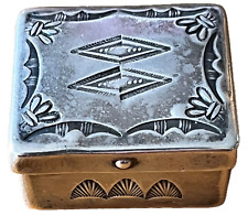 Early Navajo Exceptional Small Box Hand Stamped Filed Ingot Sterling Silver .925 picture