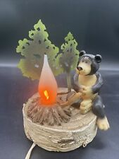 Hunting Cabin Decor Fishing Cute Bear With Flickering Nightlight picture