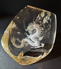 Carved Dragon in Natural Quartz Crystal with Golden Healer picture