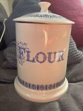 Vintage Ditto Blue And White Ceramic Flour Jar picture