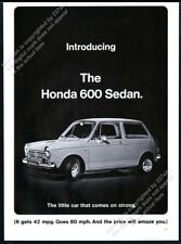 1968 Honda 600 sedan car photo vintage print ad picture