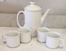 Vintage Antique Large White Ironstone Ribbed Coffee Pot. Trend Made In England picture