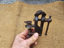 VINTAGE ANTIQUE SMALL MINI VISE AND MINI ANVIL HAND FORGED picture