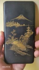 Antique Vintage Japanese Cigarette Case Card Case Damascene Mount Fuji Scene  picture