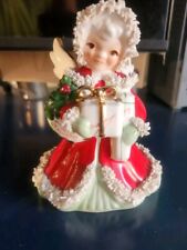 Napco - Vtg Christmas Shopping Xmas Angel Figurine Porcelain - #S116A picture