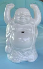 Vintage Laughing Smiling Happy Buddha White Ceramic Cocktail Mug With Straw Hole picture