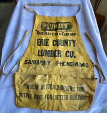 Vintage Canvas Carpenter’s Apron ERIE COUNTY LUMBER CO. Sandusky Ohio picture