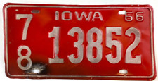 Iowa 1966 Old License Plate Auto Pottawattamie Co Garage Man Cave Collector picture