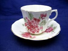 VINTAGE OLD ROYAL BONE CHINA TEA CUP AND SAUCER - RIBBED W SM PINK FLOWERS picture