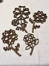 4 Pc Vintage Burwood Wicker Rattan Flowers Wall Decor Syroco Homco 1978 picture
