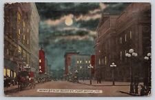 Berry Street W of Court St Full Moon Night Fort Wayne IN Indiana 1909 Postcard picture