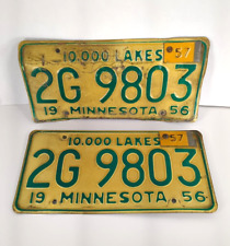 Vintage 1956 Minnesota Pair License 2G 9803 Plates with Renewal Tab 57 Man Cave picture