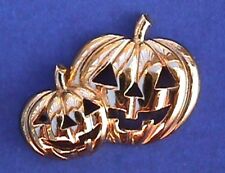 Avon PIN Halloween Vintage PUMPKINS JOL Tie Tac 1990 Holiday Brooch Gold Tone picture