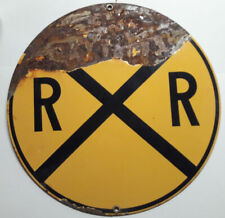 RR Crossing sign, well rusted,  Ande Rooney Porcelain Sign Collectible Used picture