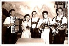 RPPC Five-piece Accordion Band, Tyrol/German/Swiss? Autographed on back picture