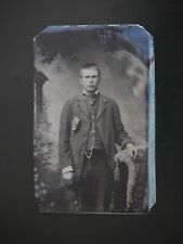 Antique 1870s Tintype Victorian Man Western Frontier Portrait Native Blanket picture