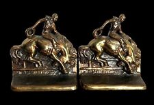 Pair Of Bucking Bronco Rider Bookends Metal with Copper Patina Circa 1930 picture
