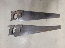 Lot Of 2  Antique Old Wood Handled Hand Saw Carpentry Wood Working picture