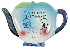 Vintage Napco Anthropomorphic I Will Hold The Teabag Sugar Spoon Rest Blue picture