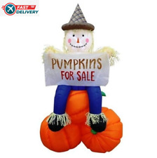 7.5Ft Airblown Inflatable Thanksgiving Scarecrow Sitting on Pumpkin with Banner picture