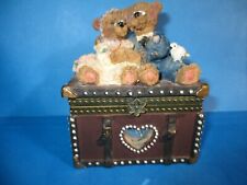 Vtg Boyd's Bear Collectible Resin Keepsake Trinket Box Toy Chest 3.5 x 2.25 EUC picture