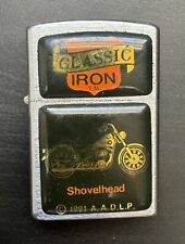 Vintage Classic Iron Shovelhead Lighter 1991 AADLP Display Biker Harley 2 1/4