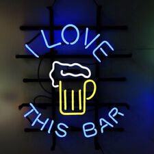 I Love This Bar Neon Sign Real Glass Beer Bar Wall Decor Artwork Gift 20