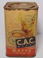 WWII 2 Era Old Vintage 1940s CAC Matte Brazil Tea Tin Graphic Tin Catz New York picture