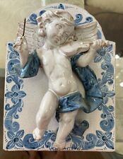 VINTAGE ITALIAN TILE OF ANGEL PLAYING VIOLIN FRTANTONI SIGNED picture