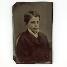 Confident Young Man Tintype Photo c1870 Antique 1/9 Plate Child Photo Art C2985 picture