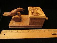 VINTAGE HAND CARVED MECHANICAL CIGARETTE BOX picture