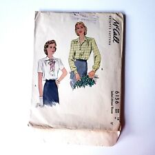 1940s Vintage McCalls 6136 Vintage Blouse Sewing Pattern picture