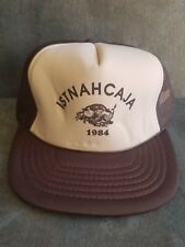 VTG Men's brown/tan Mesh Snapback Trucker Hat ISTNAHCAJA 1984 Hog/Pig # 56398  picture