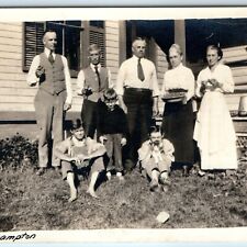c1910s Southampton, New York Lovely Family House Real Photo Boys Cat NY A154 picture