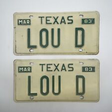 1983 Texas Vanity License Plate Set LOUD picture