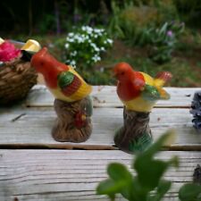 Vintage Tropical Bird Figurine Pair 2 1/2” Made In Japan picture