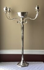 VTG Church Altar Holy Water Font & Candelabra, 33 3/4”T., Silver Plate, 11 LB picture