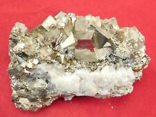 Larger Pyrite Crystal CUBE Cluster with Druzy Quartz Crystals Peru 329gr picture